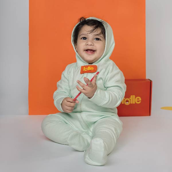 Mint green Solid hooded Sleepsuit